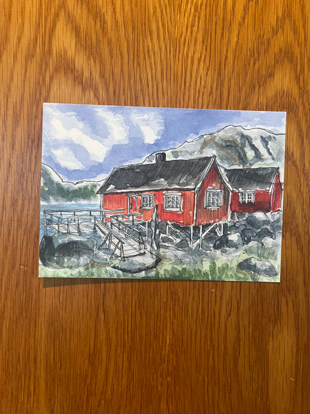 Lokale postkort laget i Lofoten